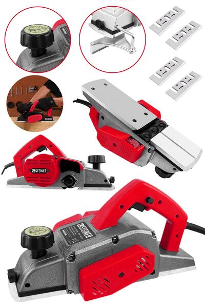STEİNER Alman 4200 W Bakır Sargı Metal Şanzıman Motor Korumalı Çift Bıçaklı Planya Rende Makinesi + 4 Bıçak