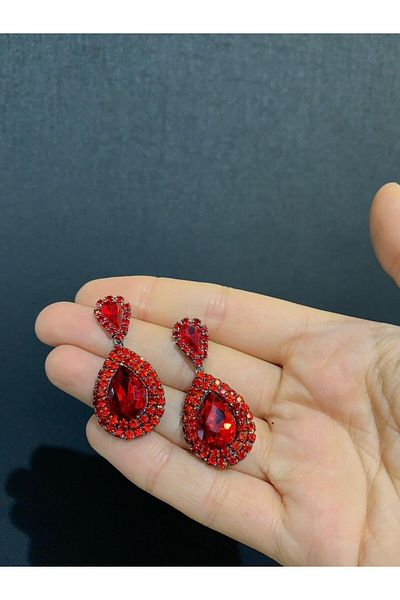 BEYOĞLU NİŞANTAŞI Jewelled Bridal Wedding Kina Engagement Wedding Evening Dress Earrings