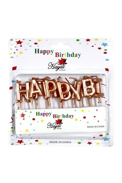aşkın concept Happy Birthday Rose Gold Mum Seti Pasta Mumu