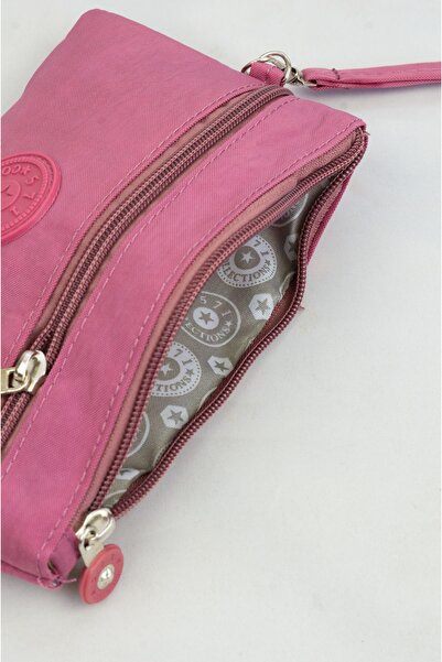 İMAKS Crinkle/Clinkir Water Repellent Ύφασμα με 2 φερμουάρ Λουράκι καρπού για κινητό τηλέφωνο Τσάντα χειρός Πορτοφόλι Rose Pink 1115