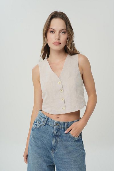 CROSS JEANS سترة بأزرار بلون الحجر 75427-053