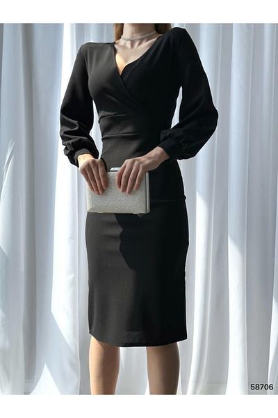 Masspera Double Breasted Collar Midi Length Evening Dress