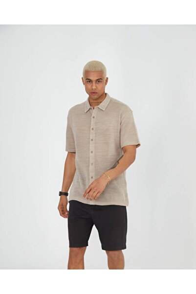 The Champ Clothing Ανδρικό κοντομάνικο πλεκτό πουκάμισο με υφή