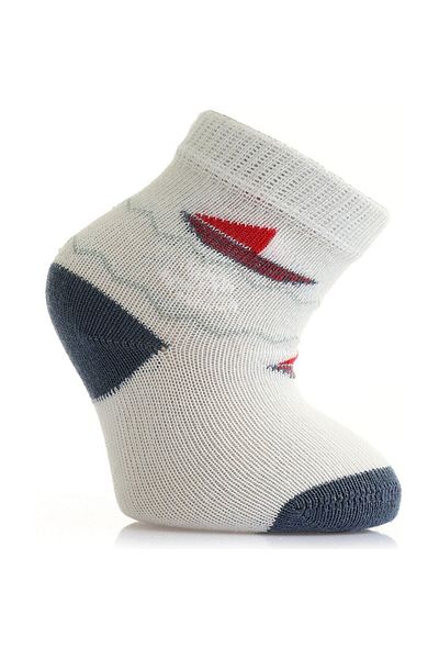Aziz Bebe BABY BOY COTTON SHIP ANCHOR PATTERNED ANTI-SWEATER 3-PACK GRAY COLOR SOCKET SOCKS
