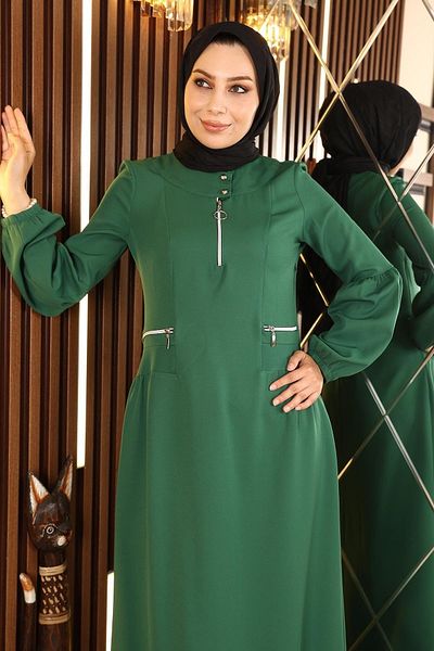 Modamihram Detailné šaty na zips Emerald 10269