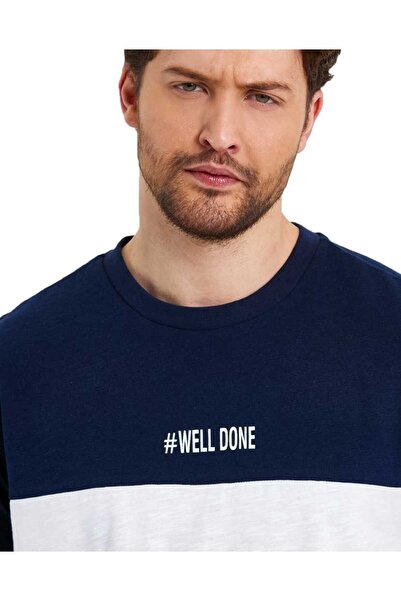 Adams Чоловічий екіпаж горловина блок кольоровий регулярний приталений з принтом Tisort