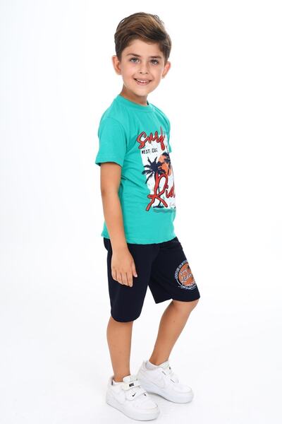 e-çocuk Palm Tree Printed Boys' Set - Lower and Upper Set 1108