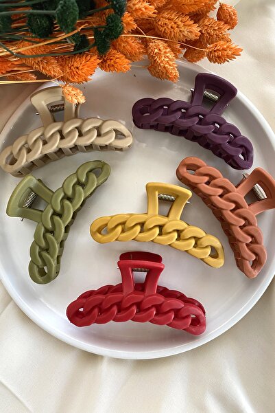 Tahtakaledeyim نموذج سلسلة دبوس شعر نسائي مكون من 6 قطع، 6 قطع بألوان الخريف، عرض 10 سم