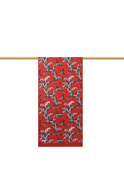 Bursa İpek Tile Leaf Pattern Silk Scarf