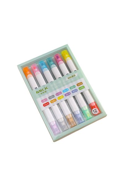 Adil Baba Highlighter Vibrant Colors Double Sided 12 Color Felt Tip Pen Set