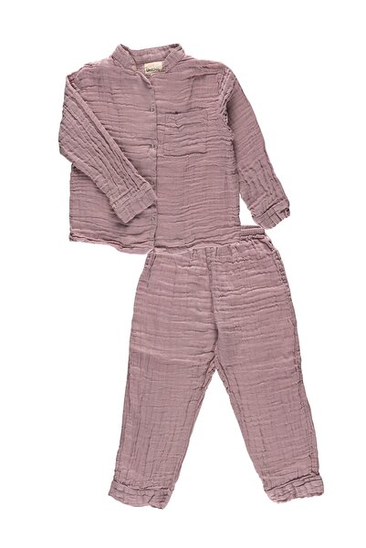 UmiUniq Nest Lila %100 Organik Pamuk Müslin Çocuk Pijama Takımı