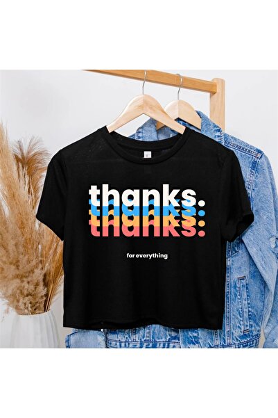 Touz Black Crop - Blunt Blunt Ευχαριστώ τυπωμένο