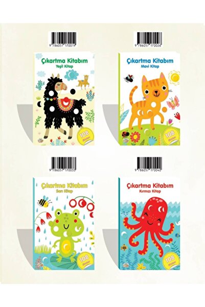 0-6 Yaş Yayınları Çıkartma Kitabım Yeşil - Sarı - Kırmızı - Mavi 4 Kitap Set