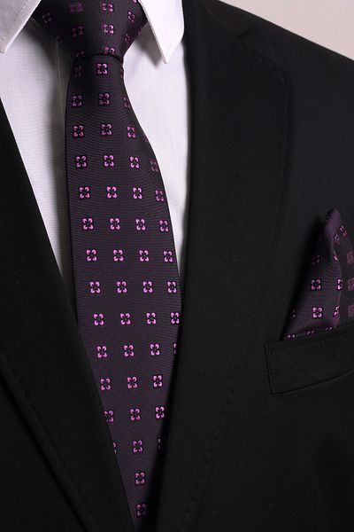 Esgue Hand Made 7.5 cm Purple Color Patterned Tie Handkerchief