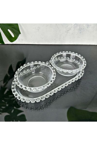 Kosova Love Glass 2-Piece Tray Presentation Bowl