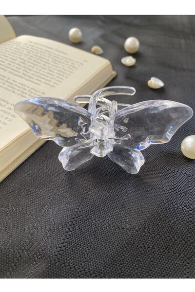 Tahtakaledeyim مشبك شعر نسائي على شكل فراشة بيضاء شفافة مقاس 8 سم مشبك مزلاج ...