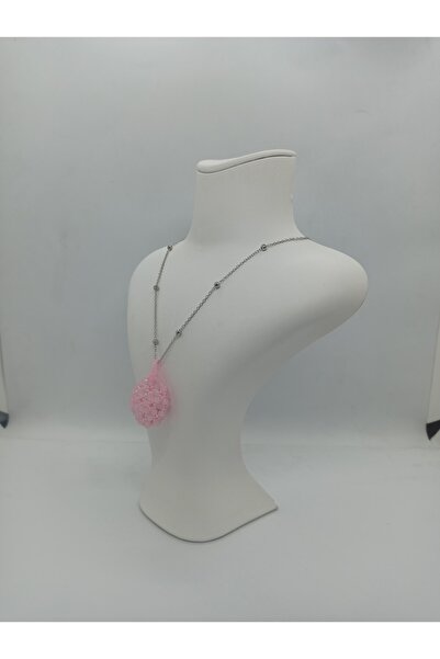 Sam قلادة - سلسلة فضية / خرز كريستالي محبوك يدويًا /