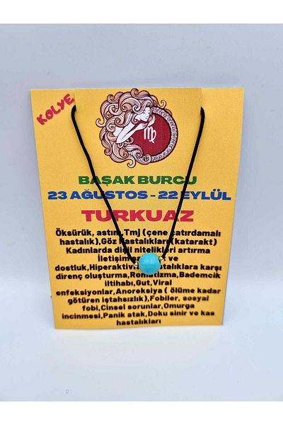 Doğal Taş Dünyası Virgo Turquoise Natural Stone Necklace