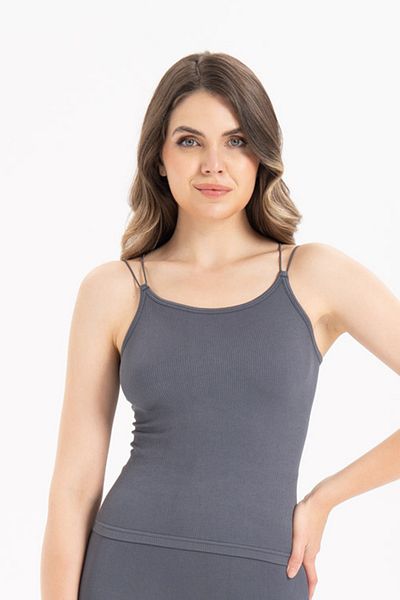 Formeasy Women's Seamless Knitted Corded Sleeveless Rope Strap Blouse 9012