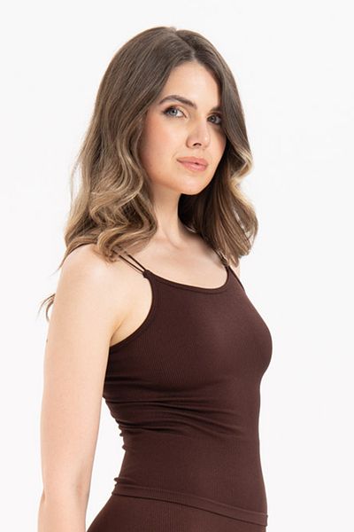 Formeasy Women's Seamless Knitted Corded Sleeveless Rope Strap Blouse 9012