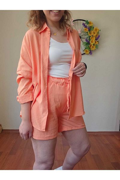 MADAME MELEK Colorful Linen Fabric Oversize Shirt and Shorts Set - Baby Shoes