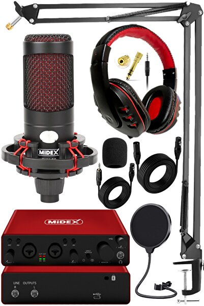 Midex Superior Pack-2 Stüdyo Kayıt Ekipmanları GLX-800 Ses Kartı CXN-30 Stüdy...