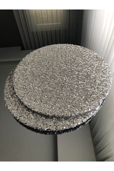 lovelyhome35 Σετ 2 ασημένιες παγιέτες κεντημένο φορτιστή