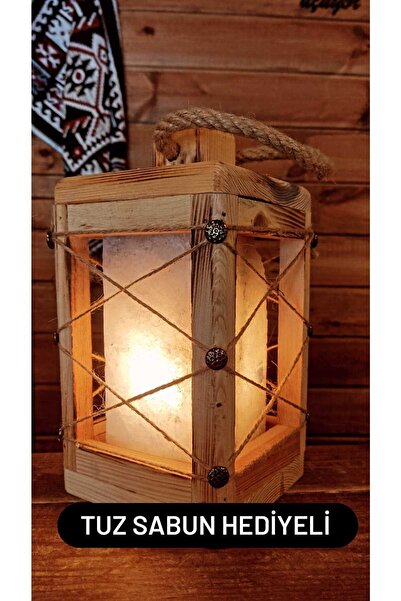 Genel Markalar Doğal Tuz Lambası Pembe Hasır Ipli, Sıcak ve Şık Dekorasyon Parçası