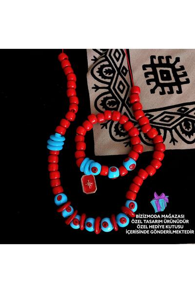 bizizmoda Basement Glass Bead Serenay Glass Necklace and Charm Bracelet Set E...