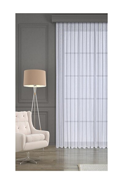 De'Vor Sık Pileli Beyaz Tül Perde, Ütü istemez, Düz, Sade, Şık Tül Perde - 1/...