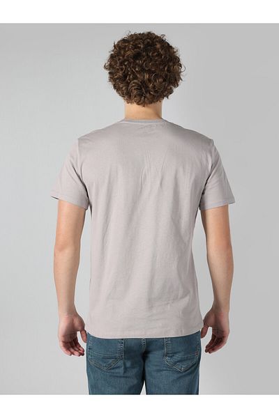 Colin's Culoare bej - Tricou cu mânecă scurtă cu imprimeu pentru bărbați (potrivire obișnuită)