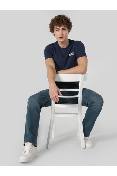 Colin's Navy Blue Regular Fit Men's Short Sleeve T-Shirt - Printed