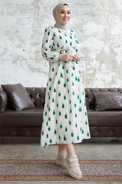 InStyle Alverya Pineapple Pattern Dress - Green