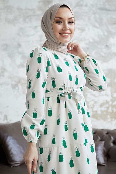 InStyle Alverya Pineapple Pattern Dress - Green