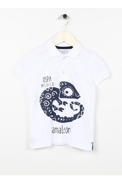 U.S. Polo Assn. Πόλο Ασν. Τυπωμένο λευκό μπλουζάκι για αγόρι BUKEL