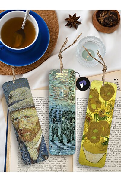 Postermanya مجموعة علامات الكتب المعدنية من فان جوخ - تصميم فني ثلاثي - دائرة...