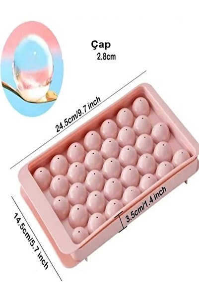 Genel Markalar Büyük Küre Buz Kalıbı Kapaklı 33 Hazneli Yuvarlak Misket Buz K...