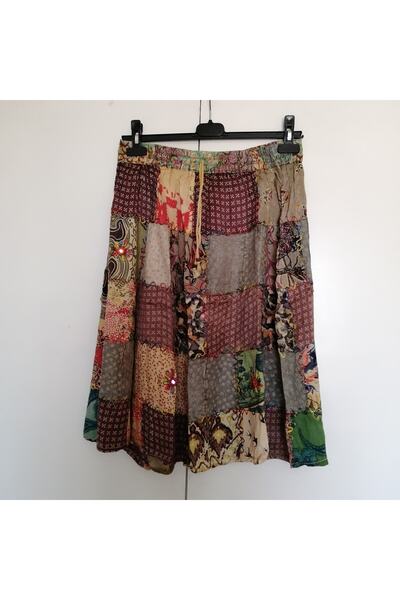 Butik Tülin Otantik viskon peçvörk çok renkli desenli iplik nakışlı aynalı as...