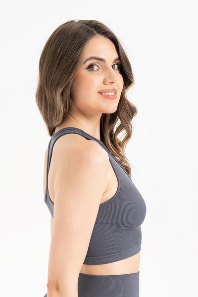 Formeasy Women's Seamless Knitted Ribbed U-Neck Sports Bustier 9011