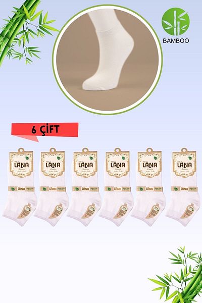 Miss Lana Women's Quality Bamboo Booties Socks Seamless Delicate Woven Perfumed Short Model Socks (6 Pairs)