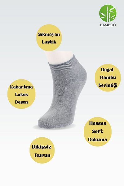 Miss Lana Women's Quality Bamboo Booties Socks Seamless Delicate Woven Perfumed Short Model Socks (6 Pairs)