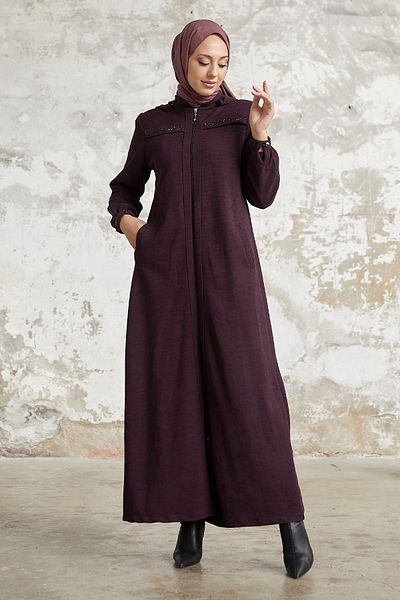 InStyle Leda Pul Roba Detail Abaya - Purple