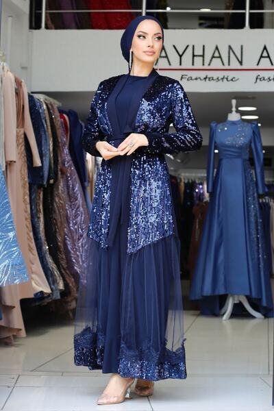 AYHAN AYDIN TEKSTİL عباية من التول الفرنسي مزينة بالترتر