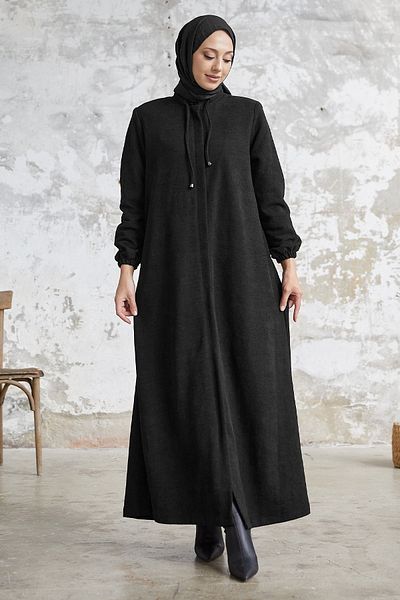 InStyle Levina Hidden Plaid Abaya - Black