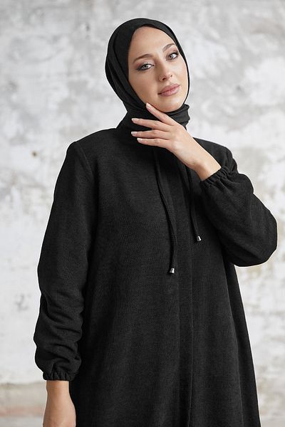 InStyle Levina Hidden Plaid Abaya - Black