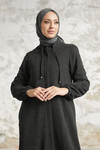 InStyle عباية ليفينا منقوشة مخفية - أنثراسيت