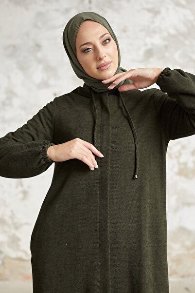 InStyle Levina Hidden Plaid Abaya - Khaki