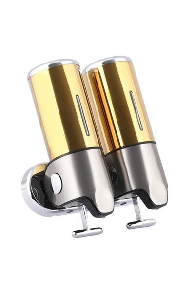 REYKA HİJYEN 500*2 ml Hazneli Çiftli T Çekmeli Paslanmaz Sıvı Sabun-şampuan-d...