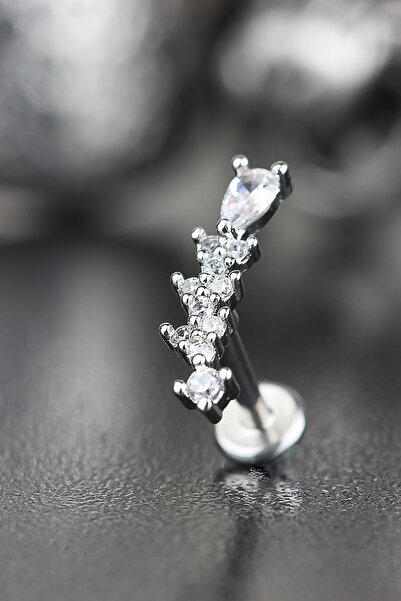 Valhalla Yeni Sezon 316L Cerrahi Çelik Kıkırdak Tragus Helix Zirkon Taş Labre...