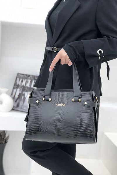 Armine Geanta neagra cu imprimeu CROCO 172